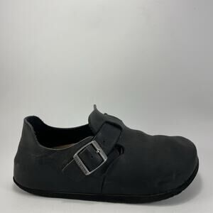 Birkenstock London Shoes Womens Size 38 US 7-7.5 Black Oiled Leather Buckle